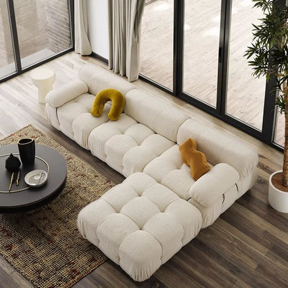 Italian Luxury Compressed Packed Sofa Modern Tufted Sectional Floor Couch Fabric Living Room Home Modular Sofa Set