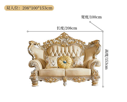 Luxury Couch Living Room Sofa Genuine Leather Solid Wood Living Room Sofa Elegant Europe Canape Salon Home Furniture