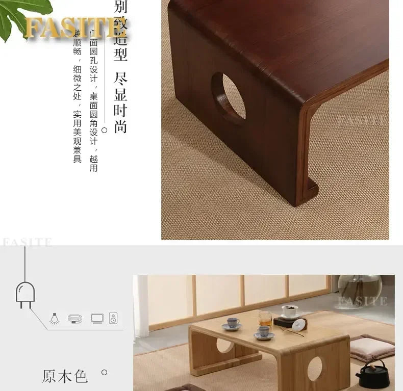 FashionJapanese Vintage Indoor Wood Furniture Asian Style Coffee Tea Living Room Low Table Rectangle 50*40cm Tatami