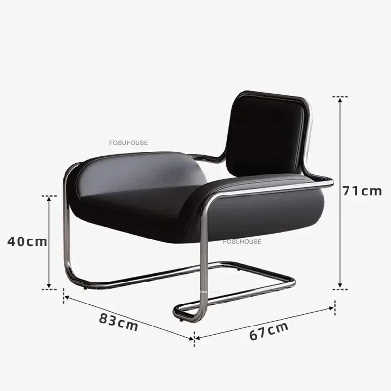 Stainless Steel Designer Armchair Recliner Sofa Modern Nordic Leisure Furniture Contemporary Living Room Balcony Seating