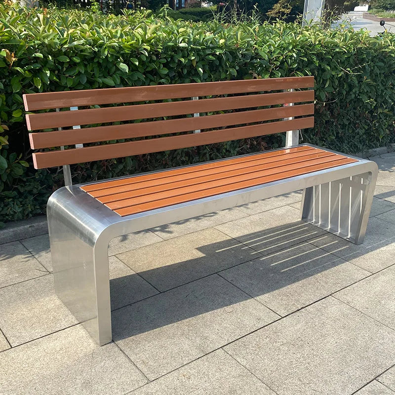 Banc de Patio Anti-Corrosion en acier inoxydable 304, haute qualité, 1.5mm d'épaisseur, mobilier d'extérieur moderne pour salle de sport, centre commercial, supermarché