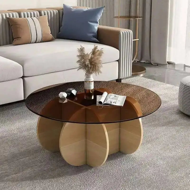 Table basse ronde en verre trempé résistant aux hautes températures, style luxe léger et créatif, stable, pour salon et maison