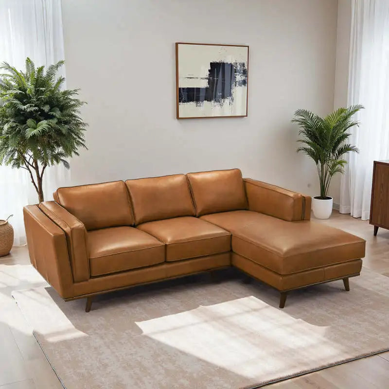 Leather sofa, L-shaped sofa, three seats, stylish and atmospheric