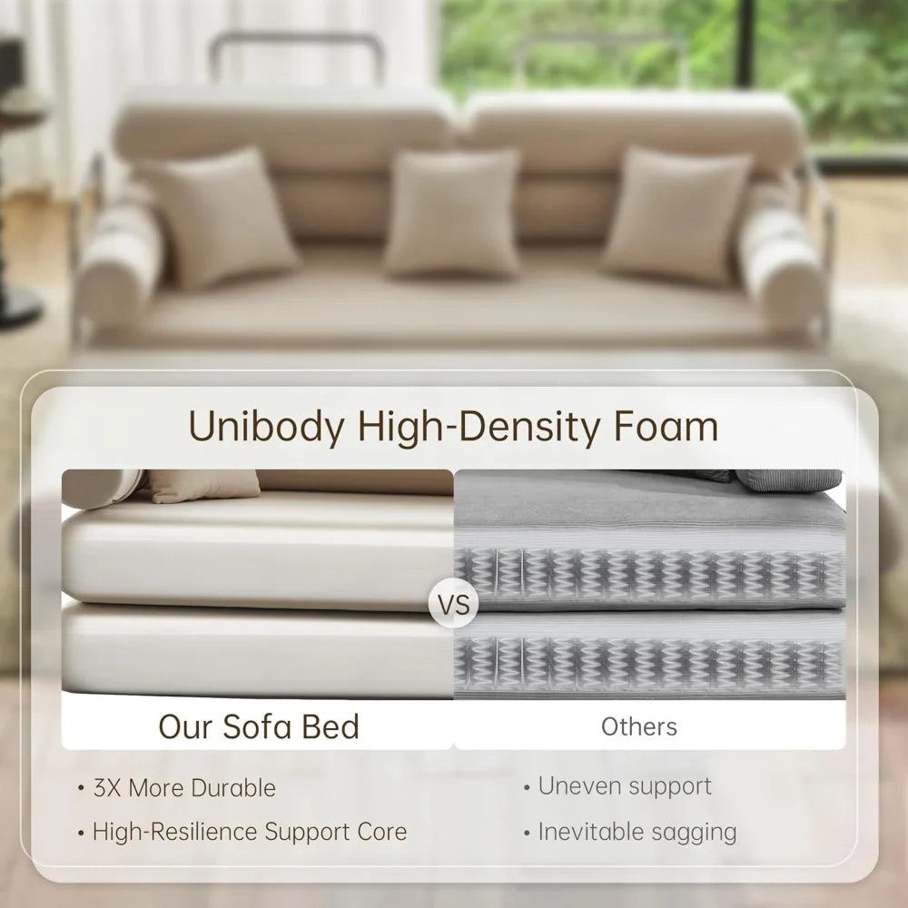 Convertible Sleeper Sofa - 35'' High-Back Floor Couch Bed - Folding Sofa Bed with Rounded Arm Supports - Floor Sofa Lounge