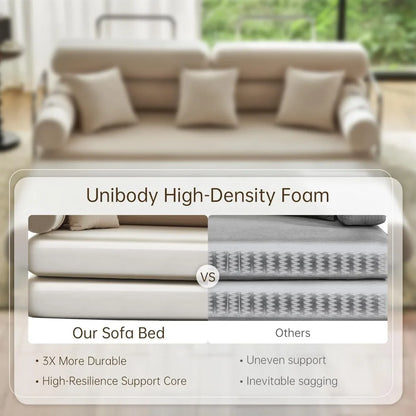 Convertible Sleeper Sofa - 35'' High-Back Floor Couch Bed - Folding Sofa Bed with Rounded Arm Supports - Floor Sofa Lounge
