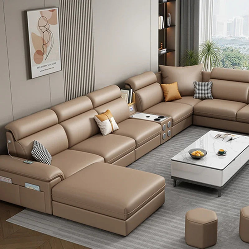 Minimalist Leather Frame Sofa Gaming Background Modular Sleeper Sofa Modern Recliner Lounge Lazy Women Divano Lounge Furniture