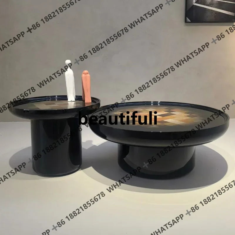 Italian minimalist creative round coffee table coffee table household light luxury negotiation table H