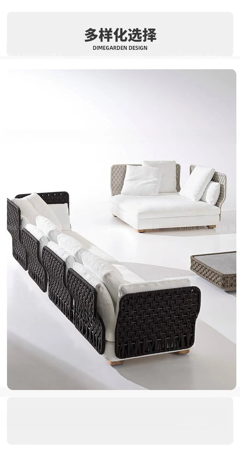 Outdoor rattan sofa, courtyard bed recliner, villa outdoor Nordic simple white bantam L-shaped sofa