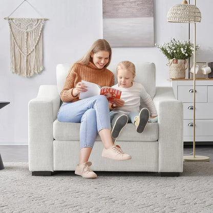 47" W Oversized Accent Chair Set of 2, Linen Fabric Modern Armchair, Washable Covers, Comfy Upholstered Large Chair Armchair So