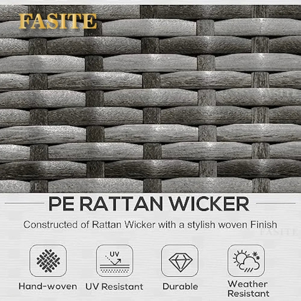 6 Piece Patio Furniture Set  Wicker All Weather PE Rattan Sectional Sofa Set, and Tempered Glass Table,Mixed Gray and Charcoal