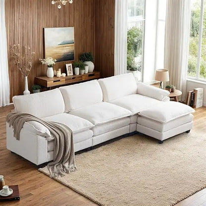 Deep Convertible Sectional Sofa,  L-Shape 3-Seat Couches for Living Room