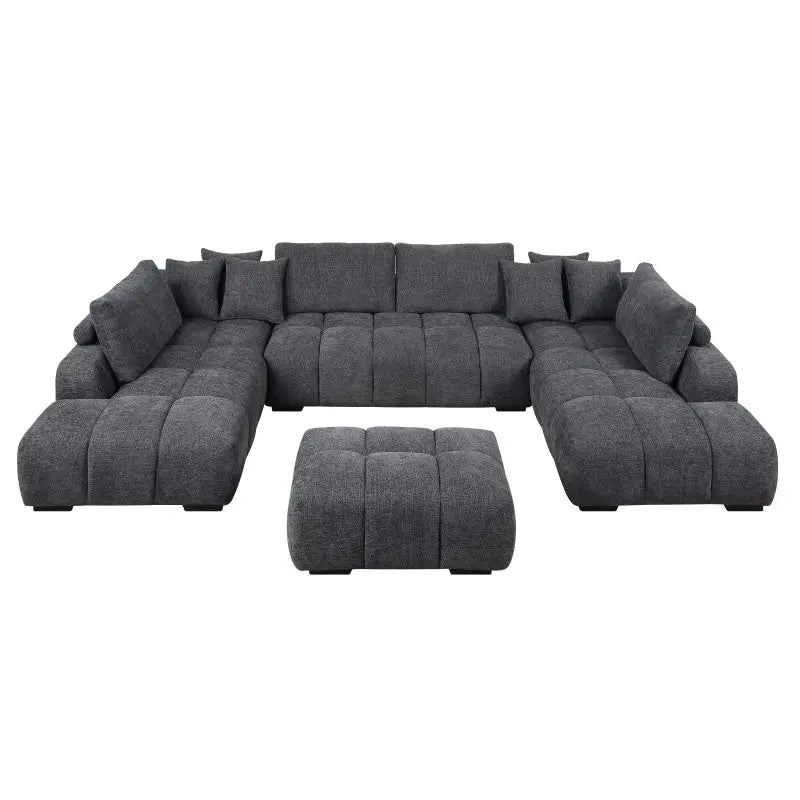 Chosen Gray Chenille Sectional Sofa with Toss Pillows with 2 Chaises