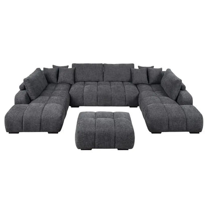 Chosen Gray Chenille Sectional Sofa with Toss Pillows with 2 Chaises