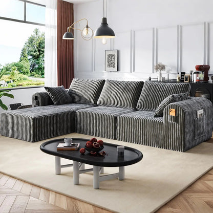 Modular Sectional Sofa, Boneless Couches for Living Room, L-Shape Sofa Couches,Cloud Couch Sectional, Comfy Corduroy Sofa, with