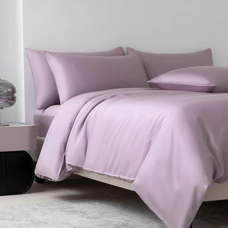 100% Mulberry Silk Bedding Set Solid Color Natural Silk Duvet Cover Set Twin King Queen Size Bed 3pcs/4pcs/5pcs Bed Sheet Set