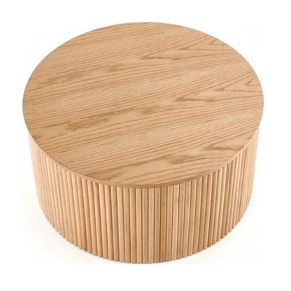-Wood Fluted Reed Coffee Living Room Round Coffee Tables Of The Room
