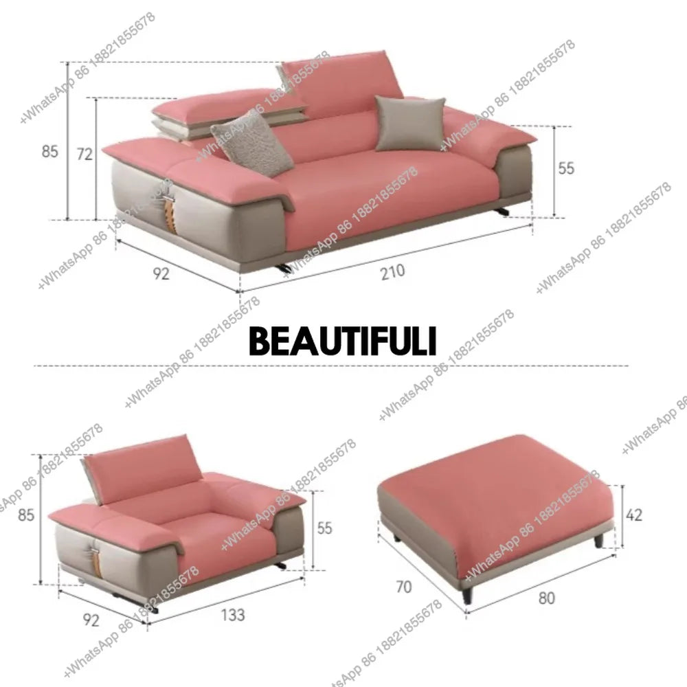 H Genuine Leather Italian Living Room Sofa Luxury Lounge Designer Minimalist Sofas Modern Family Muebles Furniture Decoration
