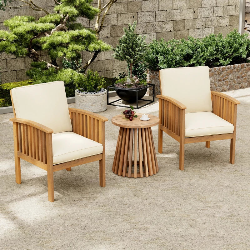 3 Pieces Patio Set Outdoor Acacia Wood Furniture  for Garden, Patio & Deck