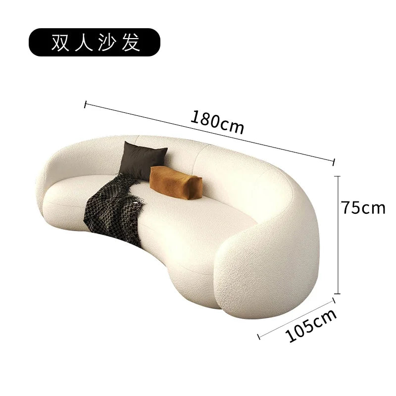 C Nordic Wabi-sandy Wind Curved Sofa Household Small Apartment Fabric Sofa