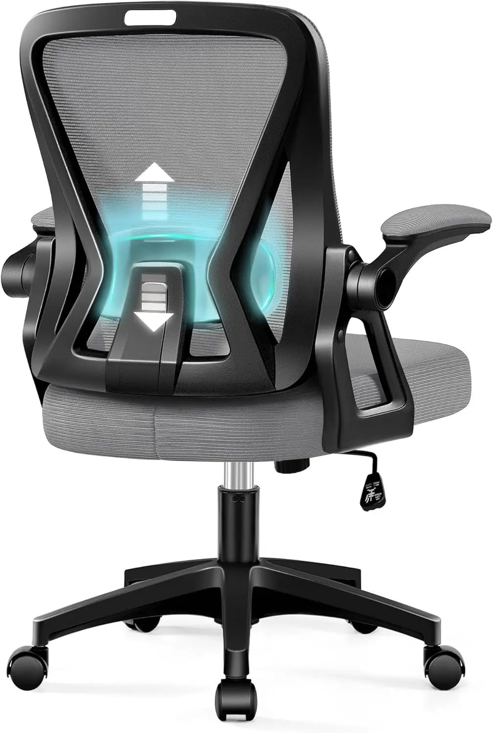 Office Chair, Ergonomic Home Computer Desk Chairs, Comfy Breathable Mesh Chair with Adjustable Lumbar Support Flip-up Armrests