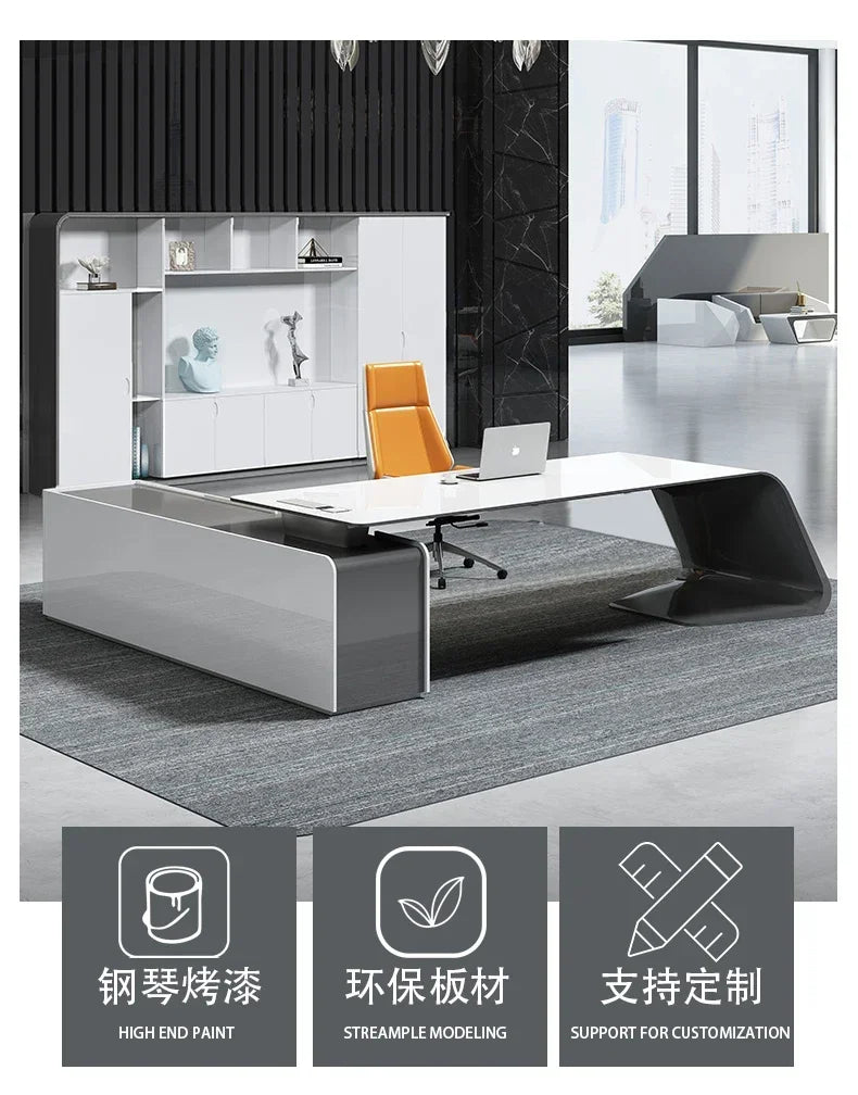 Minimalist Luxury High-end Designer Office Desk Fashionable High-end Modern Simple European Aesthetic Scrivania Trendy Furniture