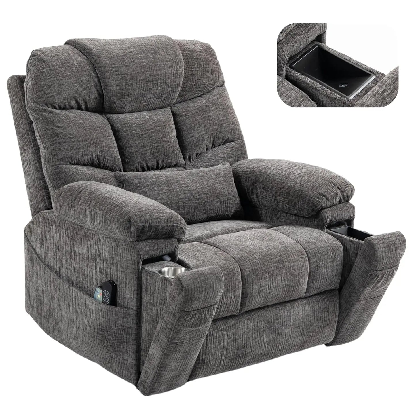 Dual Motor Power Lift Recliner for Elderly Adults with Heat Massage Lay Flat Feature Wireless Remote Cup Holder Customizable
