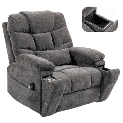 Dual Motor Power Lift Recliner for Elderly Adults with Heat Massage Lay Flat Feature Wireless Remote Cup Holder Customizable