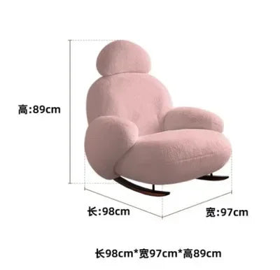 S White Rocking Chair Reclining and Sleeping Cream Single Plush Rocking Chair Lazy Sofa Balcony Leisure Chair  furniture