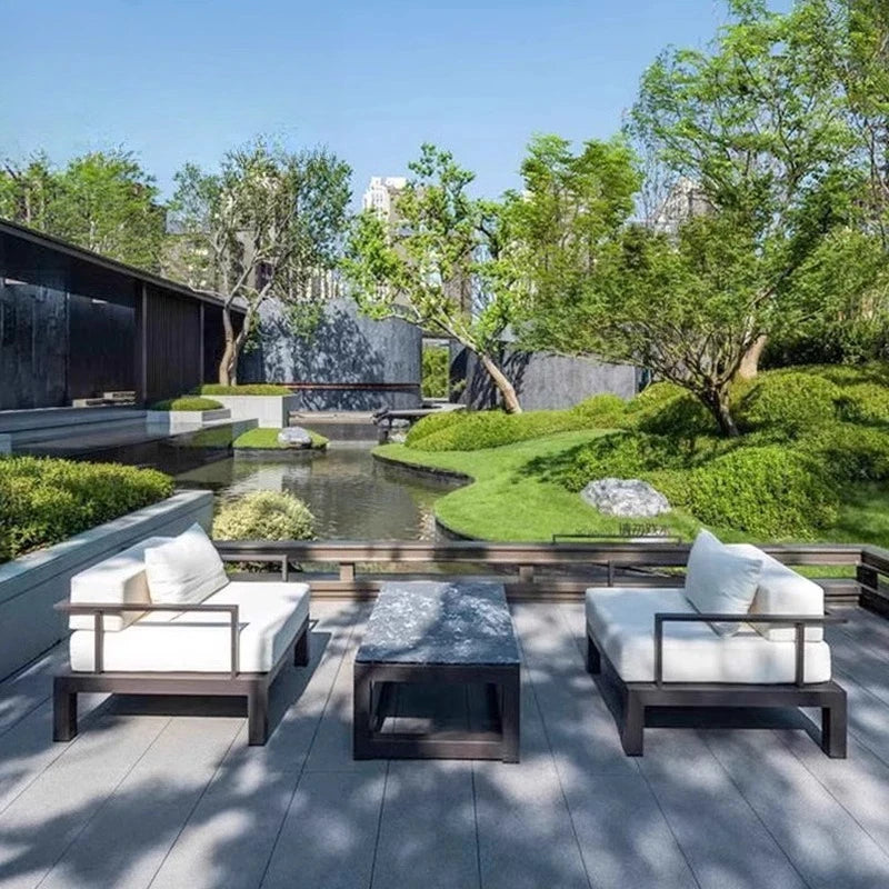 Outdoor villa metal sofa combination courtyard garden new Chinese garden sofa hotel homestay open-air sofa chair