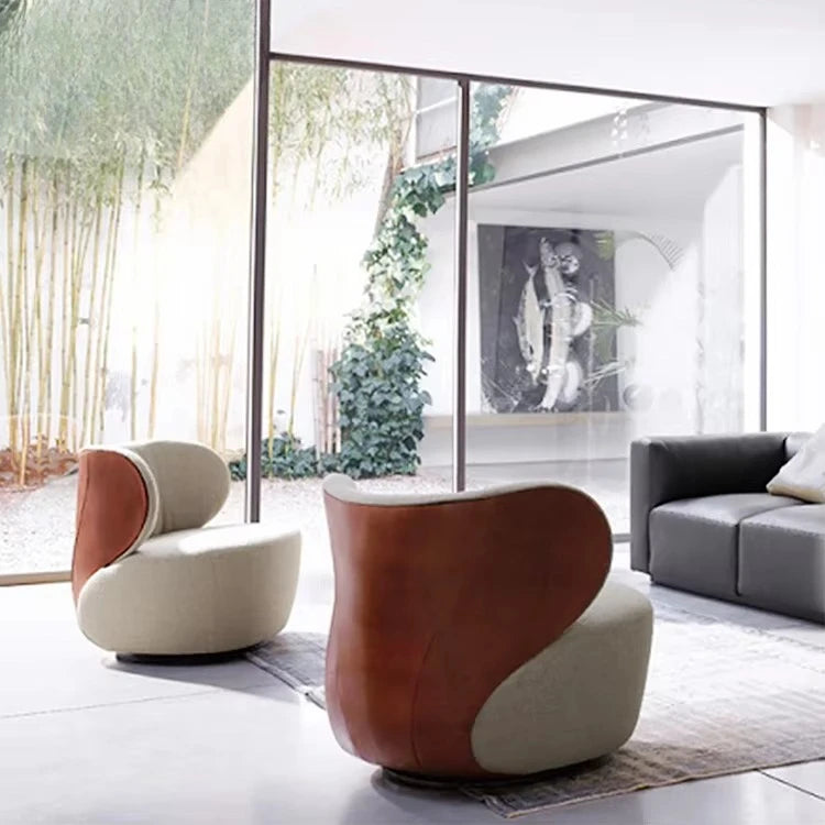 Luxury Hotel Furniture Living Room Single Sofa Fabric Leather Chair Home Wooden Frame High Back Leisure Chair