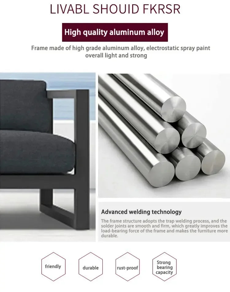 Outdoor Aluminum Alloy Sofa Four Piece Set,Terrace Garden Bar Waterproof Sofa Furniture Set outdoor furniture set sectional sofa