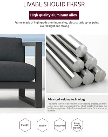 Outdoor Aluminum Alloy Sofa Four Piece Set,Terrace Garden Bar Waterproof Sofa Furniture Set outdoor furniture set sectional sofa