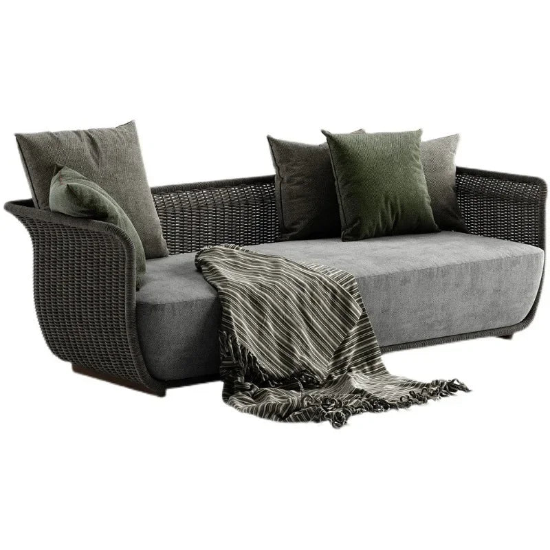 Outdoor rattan sofa courtyard balcony outdoor leisure villa garden sun room coffee table furniture combination