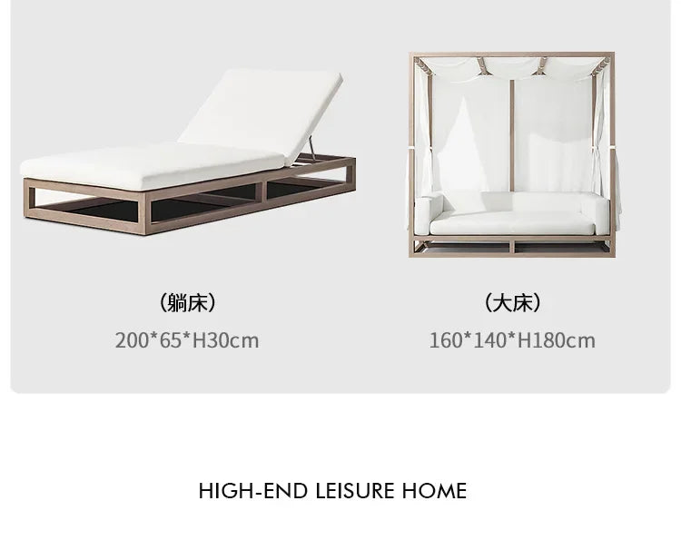 Nordic outdoor double sofa high-end teak villa hotel courtyard garden