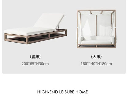 Nordic outdoor double sofa high-end teak villa hotel courtyard garden
