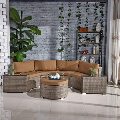 Living Room Combination Garden Sofas Courtyard Simple Lawn Coffee Table Garden Backrest Pe Rattan Furniture Sofá Jardín MHHYSF