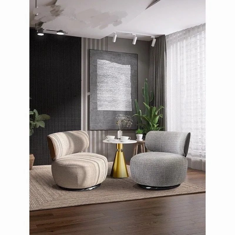 High-end Single Swivel Chair Lazy Leisure Chair New Sofa Living Room Balcony Bedroom Single Seat Personalized Fabric Chair