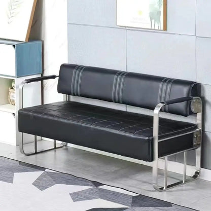 Sofa Barber Shop Waiting Stainless Steel Sofa Chair Fashion Hair Salon Hair Rest Chair Long
