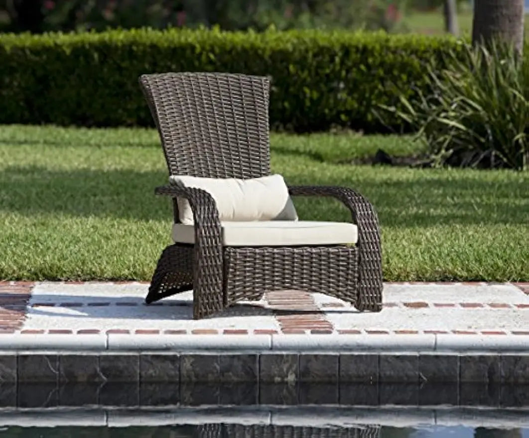 62172 Deluxe Coconino Wicker Lounge Chair All Weather Wicker Armchair Lightweight Durable Adirondack Style Includes 3"