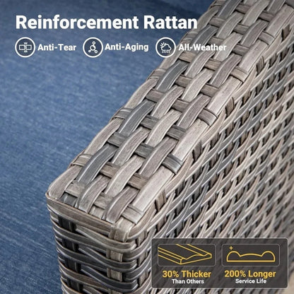 3-Piece Outdoor Swivel Chair Set with Cushions, Rattan Rocking Chairs and Side Table, Comfortable Patio Glider Furniture