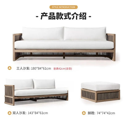 Outdoor villa courtyard sofa high-end teak sofa furniture combination hotel homestay waterproof