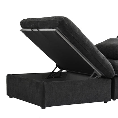 Cloud Modular Sectional Sofa with 2 Storage Ottomans 160.6" Down Filled Comfort U Shaped Sofa Minimalist Wide Deep Seat Couch