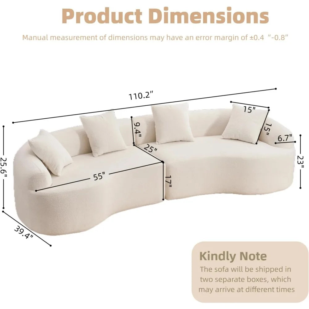 110.2" Curved Sectional Sofa,Luxury Wood Grain Chenille Fabric, Oversized Sectional Sofa,Compression Curved Couch for Living Roo