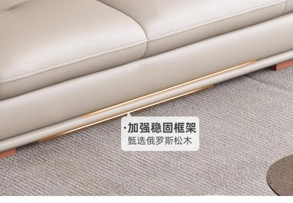 The first layer of cowhide leather sofa living room combination modern simple size apartment cream style leather sofa