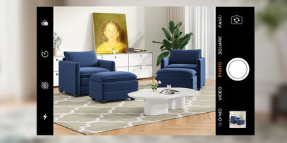 Corduroy Armchair with Ottoman Set, Accent Chair & Footstool, High-Quality Foam, Easy 15-Min Assembly, for Living Room, Bedroom