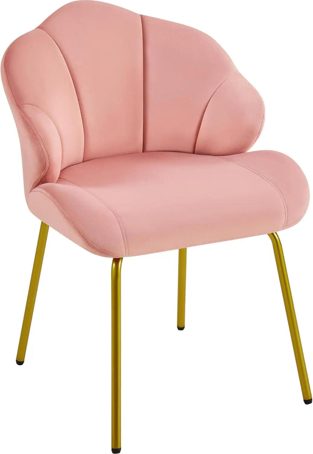 Velvet Accent Chair with Shell-Shaped Backrest, Modern Armchair with Gold Metal Legs for Dressing Room/Bedroom/Living Room