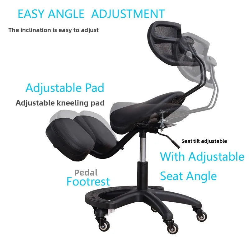 Kneeling Chair Adult Ergonomic Correction Chair Saddle Chair Double Cushion Adjustable Anti-Hunchback Position Learning