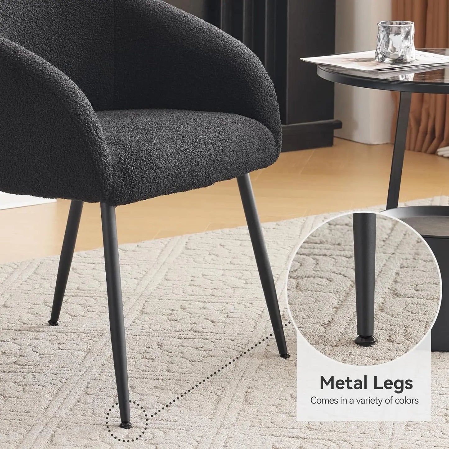 Modern Small Accent Chair, Comfy Sherpa Makeup Vanity Chair with Metal Legs, Decorative Chair no Wheels for Living, Customized