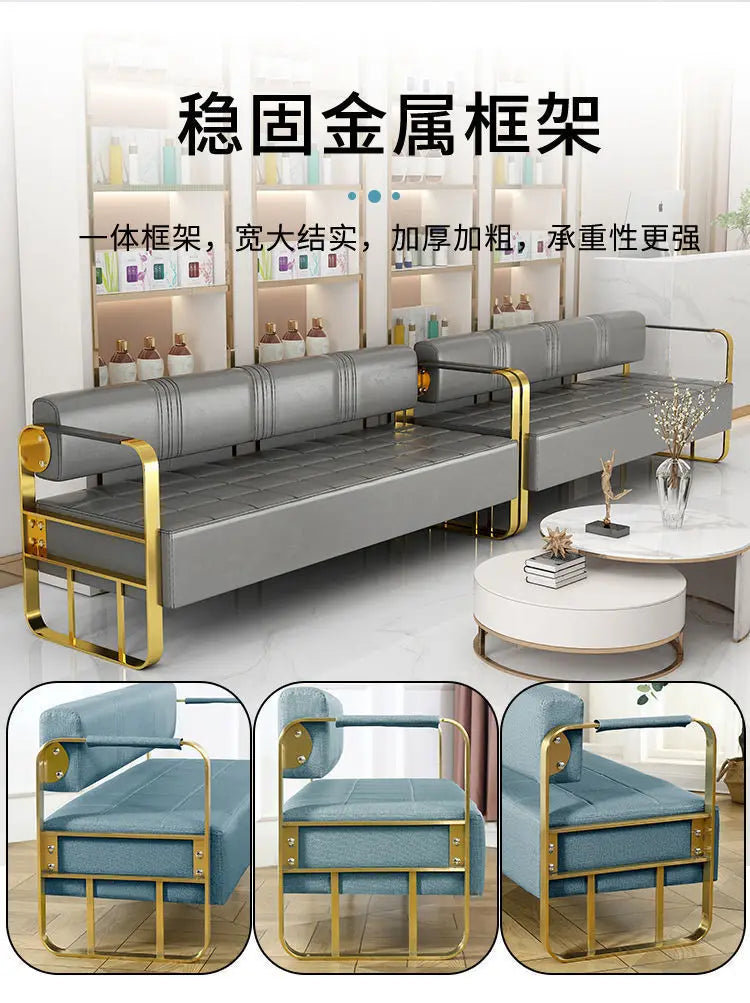 Furniture Barber Shop Sofa Waiting Salon Special Chair Hair Salon Rest Area Stainless Steel Sofa Chair