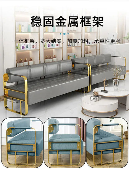 Furniture Barber Shop Sofa Waiting Salon Special Chair Hair Salon Rest Area Stainless Steel Sofa Chair